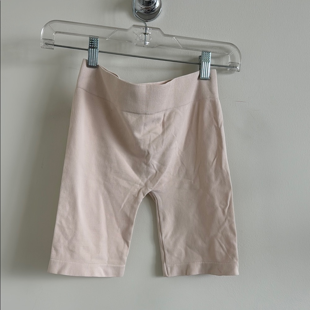 Free People - Intimately FP, Baby Pink Ribbed Biker Shorts, XS/S